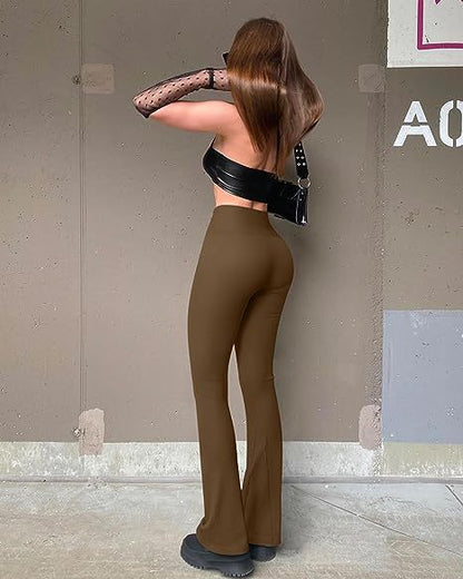 Casual Yoga Pants Stripe Pant Ladies Brown