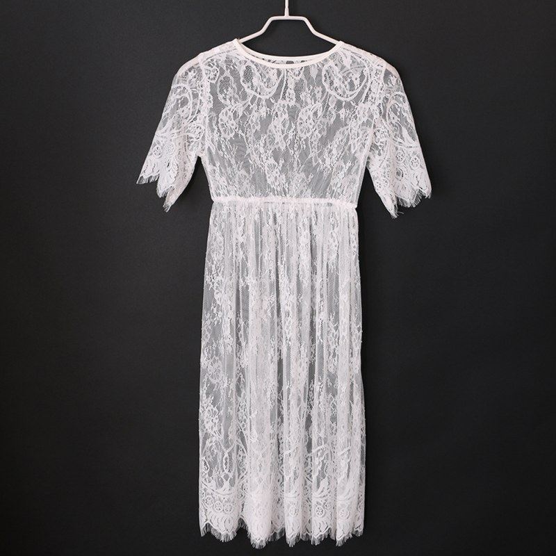 Transparent Dress Sleeve Beach Dress White