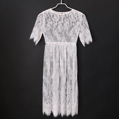 Transparent Dress Sleeve Beach Dress White