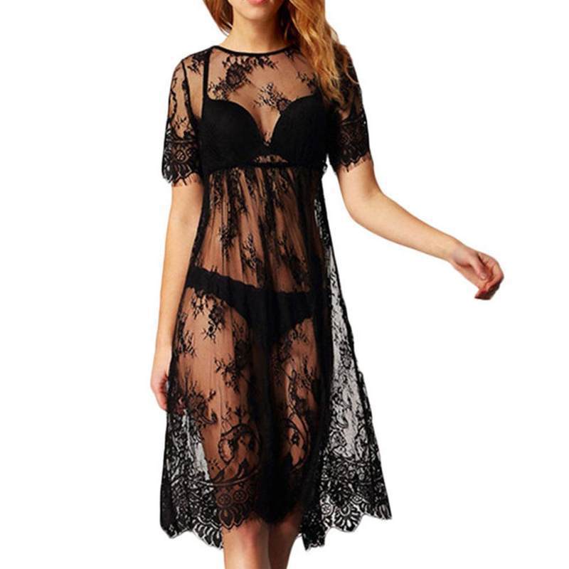 Transparent Dress Sleeve Beach Dress